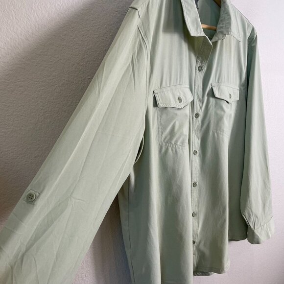 Eddie Bauer Shirt Womens Plus XXL Button Up Pocket Green Top Hiking Outdoors - Picture 4 of 9